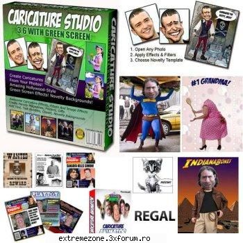 caricature studio green screen studio 3.0 is the only software designed for caricature art! it�s