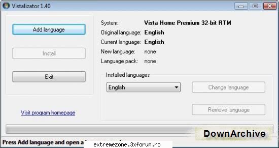 Windows Vista' Language Changer 1.40 - Features: * Change Vista display language - APPLICATIONS FREE DOWNLOAD